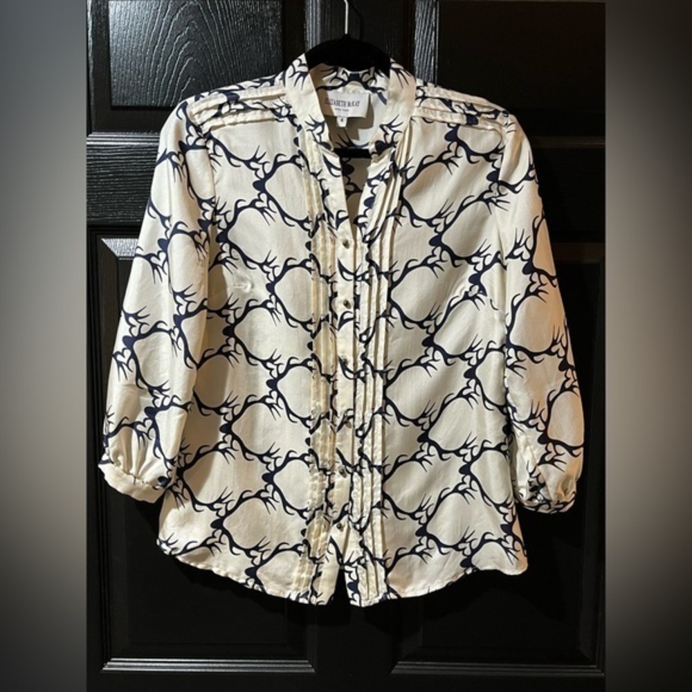 🔥Elizabeth McKay Silk Antler Print Blouse